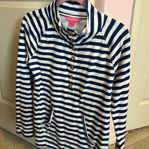 Blue Striped Lilly Pulitzer Button Popover.